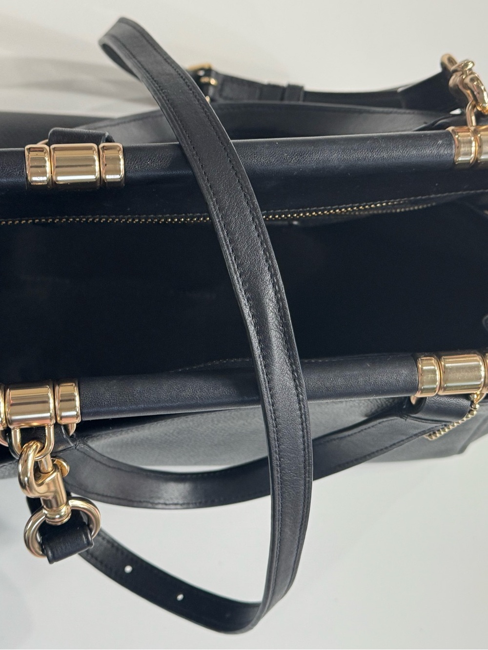 Coach Black Leather Satchel with Gold Hardware and Detachable Strap - Picture 12 of 16
